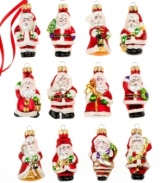 Santa every which way. Whether he's giving out gifts or lighting the way, Father Christmas will bring joy to every branch in your tree with these merry mini ornaments.