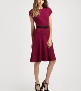 Vibrant houndstooth adds some contemporary pop to this curve-flattering retro style.JewelneckShort sleevesTop-fit bodicePrincess seamsBelted waistA-line skirtCenter back zipperAbout 25 from natural waist52% viscose/40% wool/6% nylon/2% elastaneDry cleanMade in USA of Italian fabricModel shown is 5'9½ (176cm) wearing US size 4.