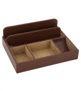 Empty your pockets. Reed & Barton's bonded leather valet chest features an open design for unloading your wallet, keys, cell and everything else at the end of a long day. Two slots hold and charge electronics, too!