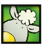 Count on this friendly sheep to perk up your little one's bedroom or play area. A woolly face peers out from a simple wooden frame.