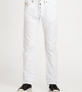 Treated white washed denim, in a slim straight fit for a casual-cool look.Five-pocket styleButton flyInseam, about 30CottonMachine washImported