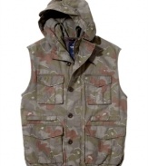 Blend in. Subtlety works for this stylishly understated hooded, camouflage vest from Ecko Unlimited.