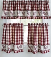 Wake up to classic country chic with Provencial Rooster window treatments, featuring a bold gingham check and fun rooster border. Pure cotton.