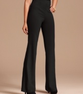 Try a new shape this season: INC's high-waisted, flared leg ponte knit pants are incredibly leg-lengthening and wildly chic!