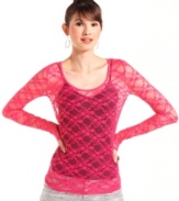 Give your day look a femme touch with this long sleeve lace top from Say What?.