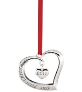 Two hearts in one, the 2011 Our First Christmas ornament is all about celebrating with the one you love. A romantic gift, crafted in lustrous silver plate by Lenox. Qualifies for Rebate