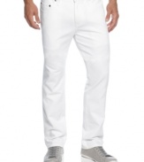 A bold look. These white denim jeans from American Flag add a fresh option to your closet, perfect for a warm, sunny day.