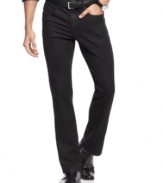 A slim fit and a dark wash makes these Kenneth Cole New York jeans a little dressier than your average pair.