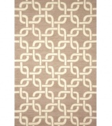 Chain-link chic! Liora Manne combines hand-hooking and hand-tufting techniques to achieve the rich, textural surface of this oatmeal and ivory-hued indoor/outdoor rug from the Promenade collection. UV stabilized to minimize fading, the elegant and durable rug is sure to please. Hose off for easy cleaning.