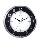 No tick, no tock. This sound-free wall clock offers smart, contemporary design with a white dial and glass dome highlighting every hour in the day. With silvertone case.