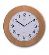 Get the skinny with this stylish wall clock from Opal Clocks. A slim-profile design in natural wood with a white, numbered dial complements any setting, from kitchens to kids' rooms.