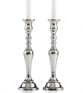 It's all about ambiance. Handcrafted in polished nickel plate, Hampton candlesticks from Leeber bring good old-fashioned grandeur to light.