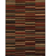 Simply modern, the Kaleidoscope area rug brings vibrant style in a non-traditional stripe design that's sure to complement any room's décor. Completely crafted in the USA, it is woven of soft, durable olefin in a lush pile that withstands heavy traffic anywhere in the home.