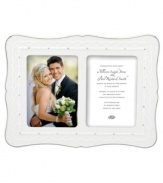 Wedded bliss. Celebrate your special day with the elegant Lenox Bliss invitation frame, featuring wedding-white porcelain laced with frilly raised detail and sparkling accents. Qualifies for Rebate