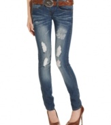 The best way to look totally destructed? Rock these skinnies from Dollhouse! A slew of rips at the front make these jeans rugged to the max.