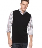 The new shape of your wardrobe. This sweater vest from Tasso Elba is an always-sophisticated addition to your look.