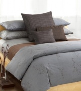 Complete the naturally modern look of your Acacia bed with the coordinating Calvin Klein Home flat sheet in pure combed cotton sateen. Choose from Solid Quarry, featuring a unique pearl edge stitch, or Nightshade, featuring a print of muted textures.