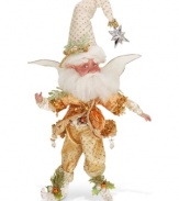 Give your home the golden touch with a new Mark Roberts fairy. A metallic jumpsuit, glittering wings and flexible features that allow for easy positioning make this figurine a vision of whimsical splendor.