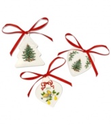 With an historic pattern starring the most cherished symbol of the season, Spode's Christmas Tree ornaments are a festive gift to holiday homes. Featuring trees, holly and a partridge and pear tree design, new for 2012!