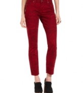 A fall must-have, these Lucky Brand Jeans feather-print red-wash jeans hit all the right marks for on-trend style!