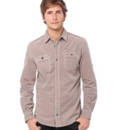 Update your style with Buffalo David Bitton long sleeve cord shirt.