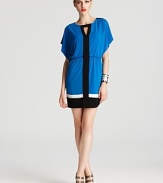 With bold color blocking, Laundry by Shelli Segal's jersey dress lends low-key comfort in a chic silhouette.