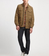 Utilitarian-inspired outerwear exudes remarkable craftsmanship and detail, crafted in durable cotton and nylon blend with an array of pockets for added versatility.Zip frontSnap button placketChest, waist flap pocketsDrawstring tie waistAbout 28¼ from center back neck63% cotton/37% nylonDry cleanImported