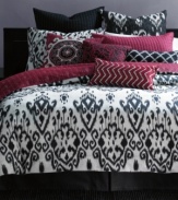 Captivating at a glance, this INC International Concepts Ikat duvet cover infuses your bedroom with exotic style. A landscape of abstract designs in understated hues add intrigue to any bedroom. Button closure.