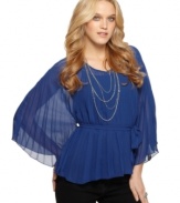 Gorgeous pleats unite and make an undeniable statement in this flowy chiffon blouse from Ali & Kris!