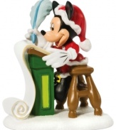Making his list and checking it twice, lovable Mickey Mouse masquerades as Santa Claus in this whimsical figurine. A must-have for Disney lovers, from Department 56.