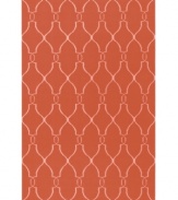 Stunning in its simplicity, this artist-designed area rug from Surya brings a calming beauty to any area in your home. Interlocking lines crisscross against a soft coral background, creating a chic lattice-like pattern that's stylishly simple.