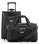 Check baggage off your list! Ready to travel when you are, this dynamic 2-piece lightweight set features two versatile carry-on pieces, a duffel and a rolling suiter, for a simplified approach to every trip you take. Perfect for quick overnight trips, weekend getaways or simply arriving anywhere in style, this set makes it easy to jet away now.