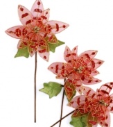 Poinsettia perfect. Twist and shape these hand-wrapped Red Poinsettia picks into your tree for added depth and an extra-festive look.