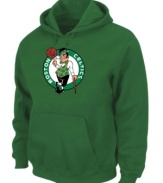 Keep warm in this solid hoodie featuring the Boston Celtics by Majestic.
