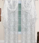 A nature-inspired bird and branch motif across this single valance insert is the perfect addition to traditional and modern rooms alike. Gorgeous enough to stand alone in warm weather or suitable when layered with shimmering, solid panels.