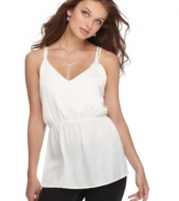 This simple tank from Ali & Kris is updated with twisted straps and an elastic waist. Slightly Grecian styling will make you feel like a goddess!