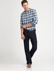 Supremely-tailored style that easily goes from day-to-night with on-trend double-faced effect and narrow, stitched-down collar.Narrow stitched-down collarLong sleevesButton placketDouble-faced effect in mini check designBack yokeCottonMachine washImported
