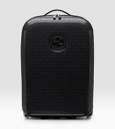 Small trolley suitcase features interlocking GG detail on GG-coated fabric with leather trim. Double zip closure with lock Ruthenium hardware Retractable handle Identification tag Interior slip, zip pockets 14½W X 22H X 8¾D Made in Italy