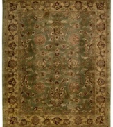 For the Jaipur collection Nourison uses a unique herbal wash to create the silky sheen and antique appearance of these fine wool rugs. In rich olive green with blooms and vines aplenty, the rug enhances your home with lavishly elegant style.
