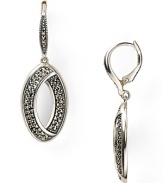 Judith Jack shapes up with this pair of sterling silver drop earrings. Dipped in marcasite stones, this style flaunts an eye-catching design with sophisticated sparkle.