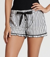 With gray stripes and a ruffle trim, these PJ Salvage shorts are sweet and stylish.