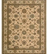 Floral medallions connected by a complex labyrinth of vines distinguish the well-composed design of this rug. Machine woven from the highest quality wool and meticulously dyed for a richly varied color palette to bring a unique accent of luxury to the home.