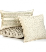 Ornate pleating renders sumptuous texture in this Celestial decorative pillow from Hotel Collection, featuring a luminous golden hue. Zipper closure.