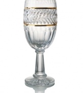 Truly spectacular, this footed crystal vase from Trump Home is elaborately cut, fluted and finished with bands of gleaming gold to evoke the historic Mar-a-Lago Club of Palm Beach.