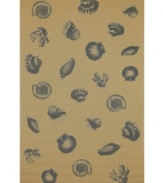 Seaside paradise. Muted blue cockles and periwinkles drift across the sandy background of Liora Manne's Tropez Sea Shell rug, imparting a charming touch of whimsy to both indoor and outdoor spaces. UV-stabilized, mold and mildew-resistant, the rug is flatwoven, allowing doors to pass over it easily.