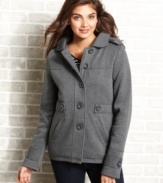 Slip into YMI's hooded, fleece-lined jacket for a cute and comfy way to brave the cold.