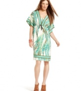 A fresh print adorns an elegant kimono-style dress from INC. Pair with heels for a perfect party look!