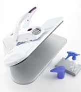 Make a good impression. Quick, easy & incredibly powerful, this steam press offers a pressing area that is 7 times the size of a conventional iron, so the toughest wrinkles, creases & kinks don't stand a chance. Cut down the time you spend prepping clothes by up to 50% and say goodbye to the dry cleaners, too, with a professional approach that entirely revolutionizes your laundry day routine. 1-year warranty. Model SSP-2202.