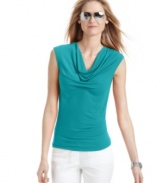 A solid-colored cowlneck top is a stylish basic that can be worn so many ways! Add this petite version by MICHAEL Michael Kors to your rotation for chic ensembles that are a cinch.