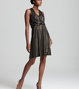 Power up your party repertoire with this Ella Moss v-neck dress, designed in a flattering draped silhouette and dusted in a dazzling metallic sheen.